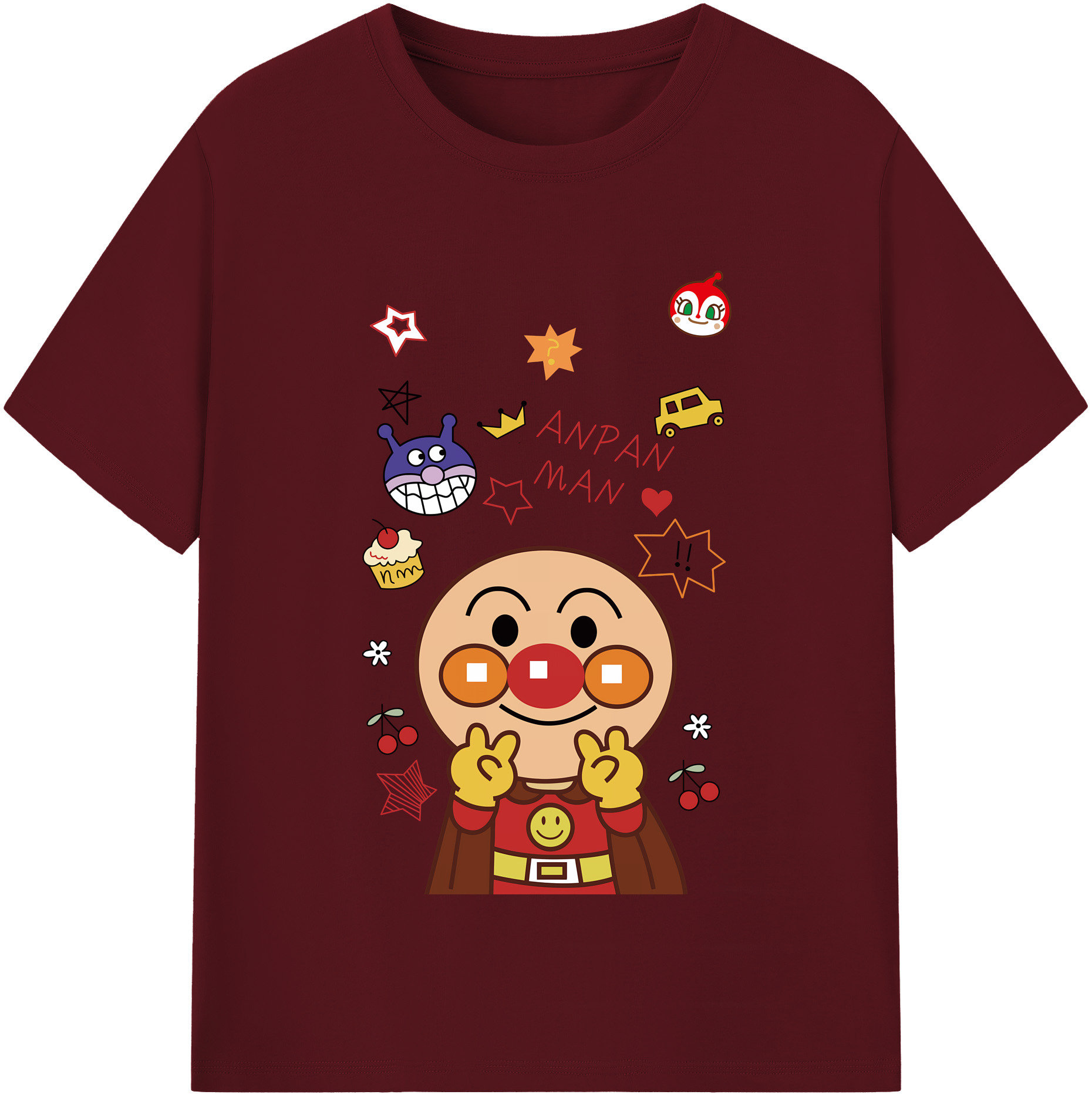 （画像用） アンパンマン Anpanman 綿100％半袖Tシャツ（フロントプリント）